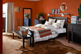 橙色卧室背景墙设计