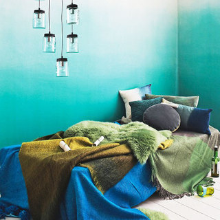 蓝绿色卧室壁纸装修效果图