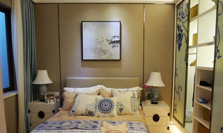 青花瓷元素中式卧室效果图