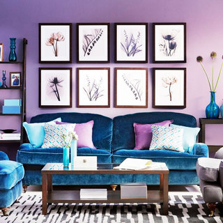 紫色小客厅背景墙装修效果图