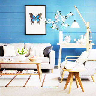 蓝色小客厅背景墙装修效果图