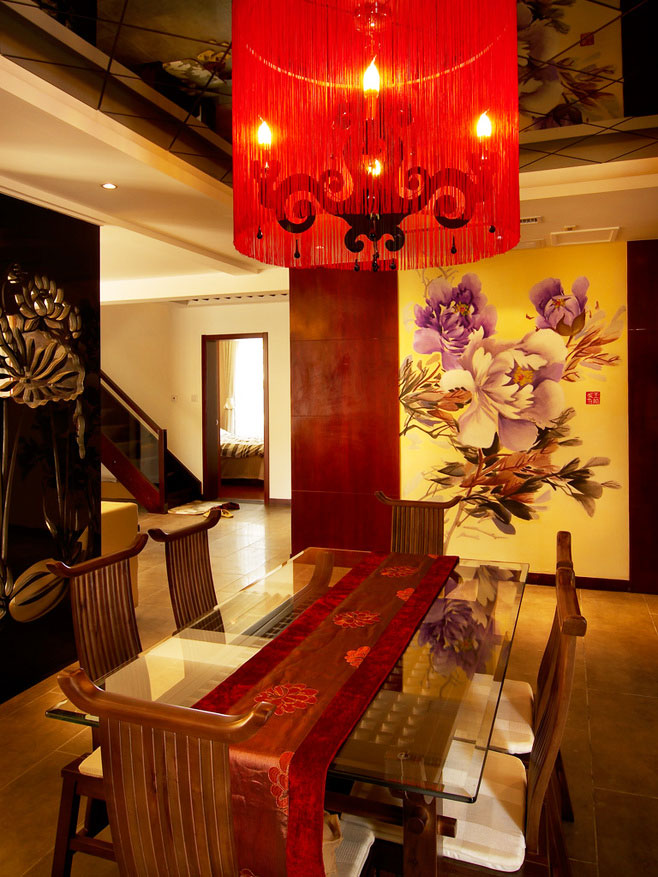 ,中式风格,餐厅背景墙