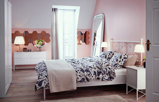 淡粉色卧室背景墙效果图