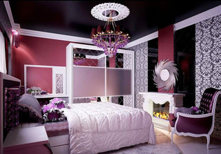 时尚欧式紫色卧室效果图