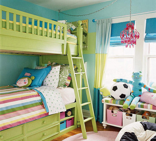 绿色双层儿童床效果图