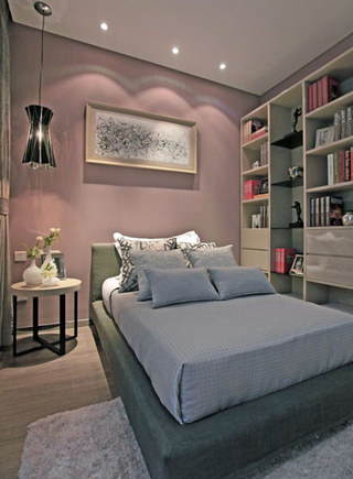 灰色粉色卧室效果图