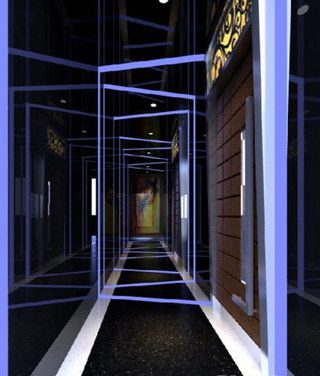 现代LED灯装饰走廊效果图
