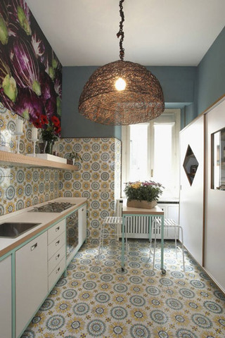 彩色瓷砖厨房效果图