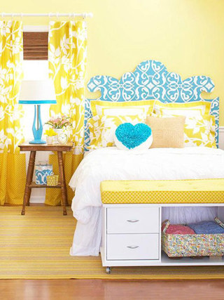 黄色温馨卧室效果图