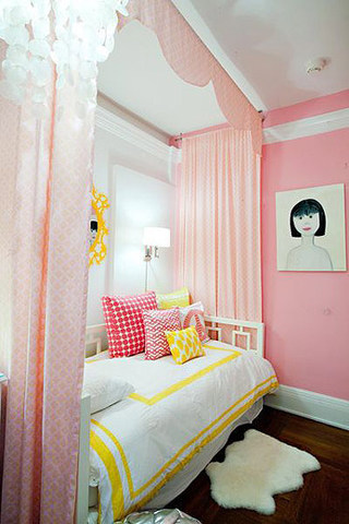 粉色白色可爱儿童房效果图