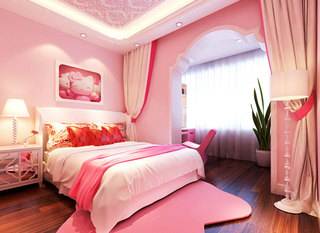 粉色女生卧室装修图片
