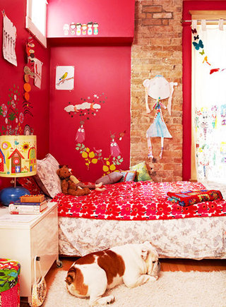 大红色女生卧室装修图片
