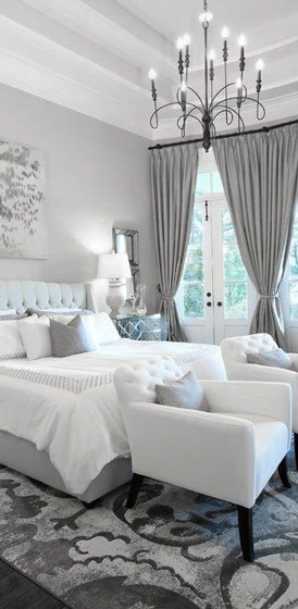 灰色白色欧式卧室效果图