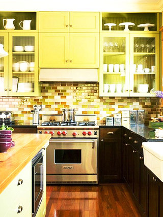 黄色厨房瓷砖效果图