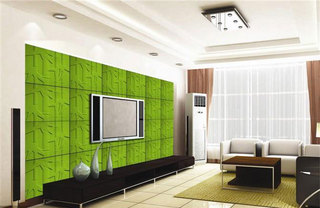 翠绿色魔块电视背景墙效果图