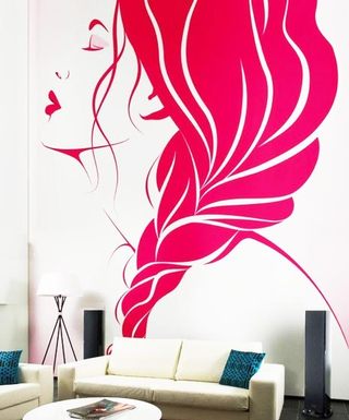 现代简约客厅手绘墙图片