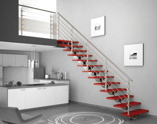 红色简约楼梯效果图