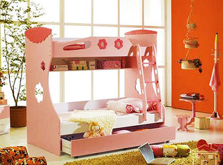 粉色儿童床效果图
