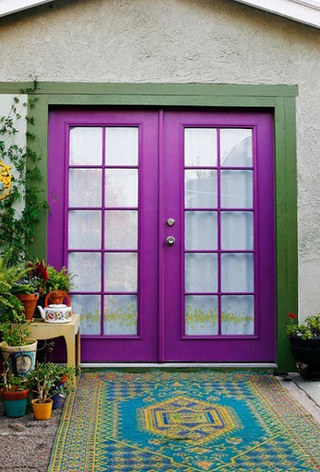 紫色木门玻璃木门图片