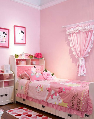 粉色女孩儿童房效果图
