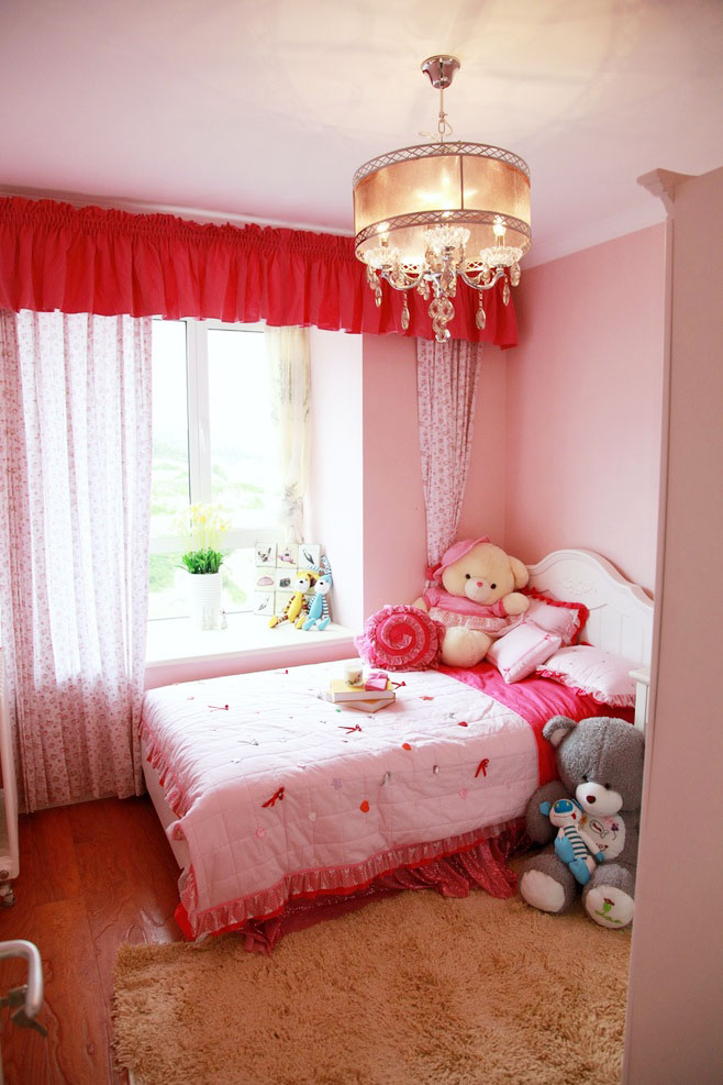 粉色儿童房吊顶效果图