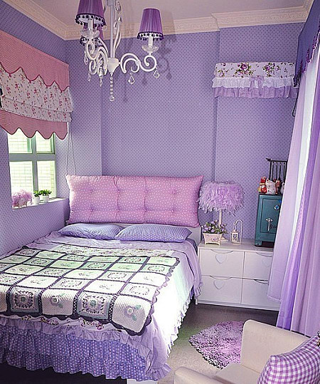 卧室浅紫色墙面效果图图片