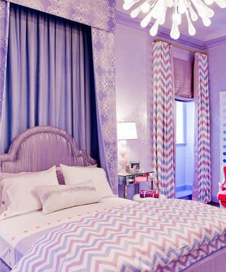 欧式紫色卧室效果图