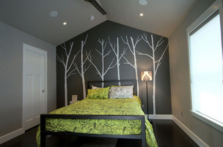 美式手绘卧室背景墙图片