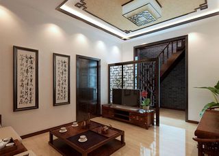 中式风格三居室稳重140平米以上效果图