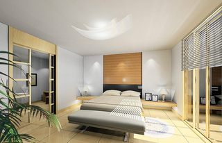 日式原木简约卧室背景墙设计