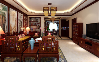 中式风格三居室20万以上140平米以上效果图