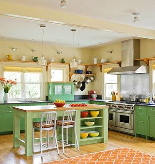 绿色清新浪漫开放式厨房