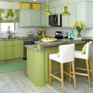 暖绿色厨房