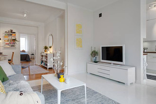 北欧风格二居室白色60平米效果图