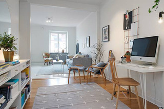 北欧风格二居室白色60平米设计图