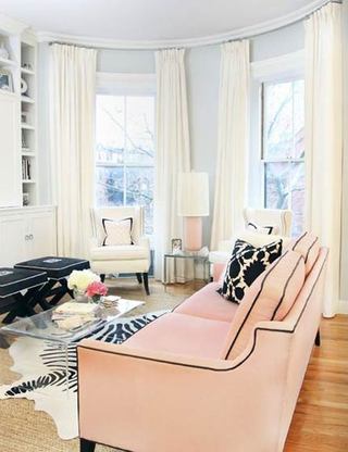 简欧客厅粉色沙发