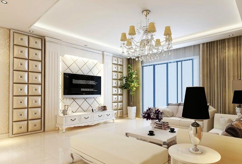 风格装修80㎡简欧风复式公寓设计图  那些静态的美电视背景墙效果图