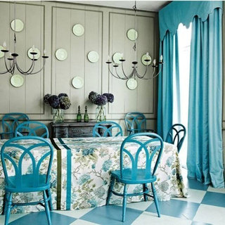 蓝色餐厅窗帘设计