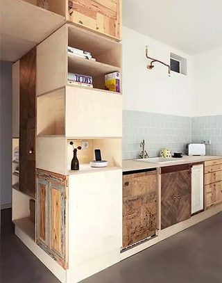 原木色小户型厨房设计