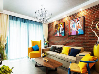 80平装修效果图客厅沙发背景墙设计