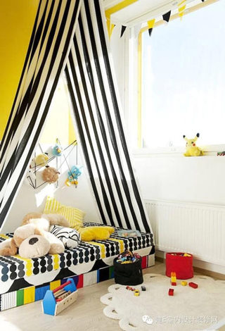 黄色黑色温暖儿童房设计