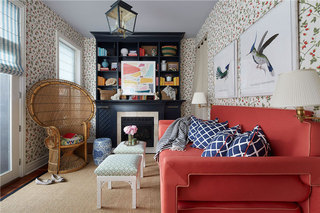 乡村怀旧美式客厅 红色沙发设计