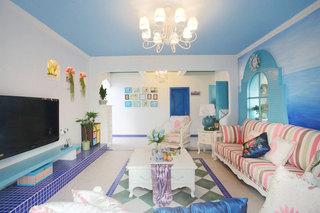 地中海风情 清爽蓝白配客厅设计