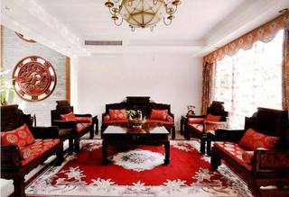 中式红色客厅图片