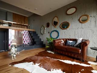 50平米夹层空间客厅沙发背景墙装修设计