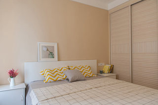 浅黄色卧室背景墙装修效果图