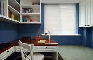 蓝白色美式书房儿童房效果图