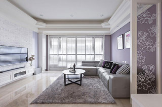 浪漫美式紫色客厅装修效果图