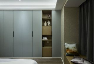 新中式蓝灰色卧室衣柜装修效果图