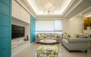 地中海风格蓝白客厅装修效果图